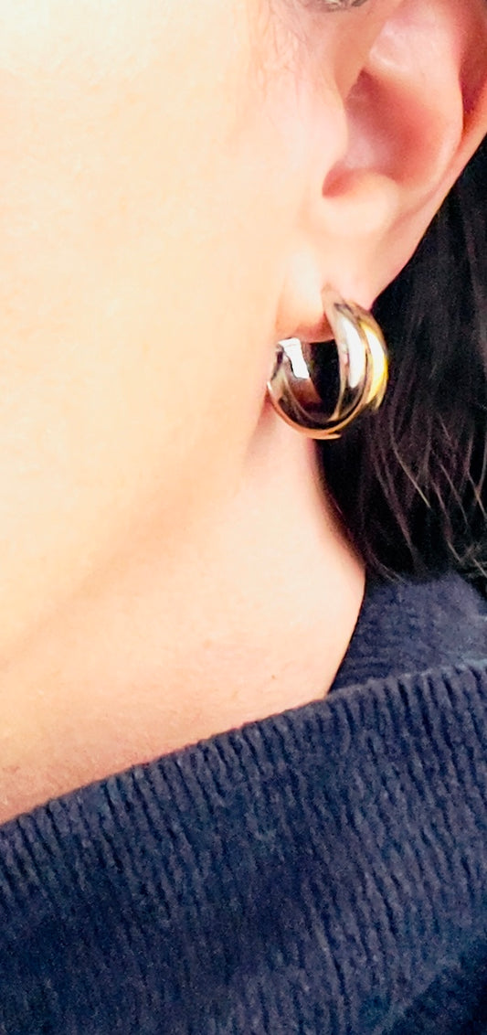 Lara Mixed Metal Half Hoops