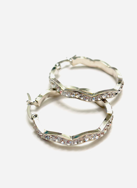 Tessa Rhinestone Wave Hoops