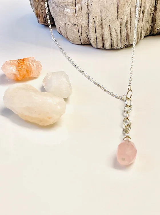 Rose Quartz Dangle Necklace