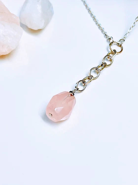 Rose Quartz Dangle Necklace